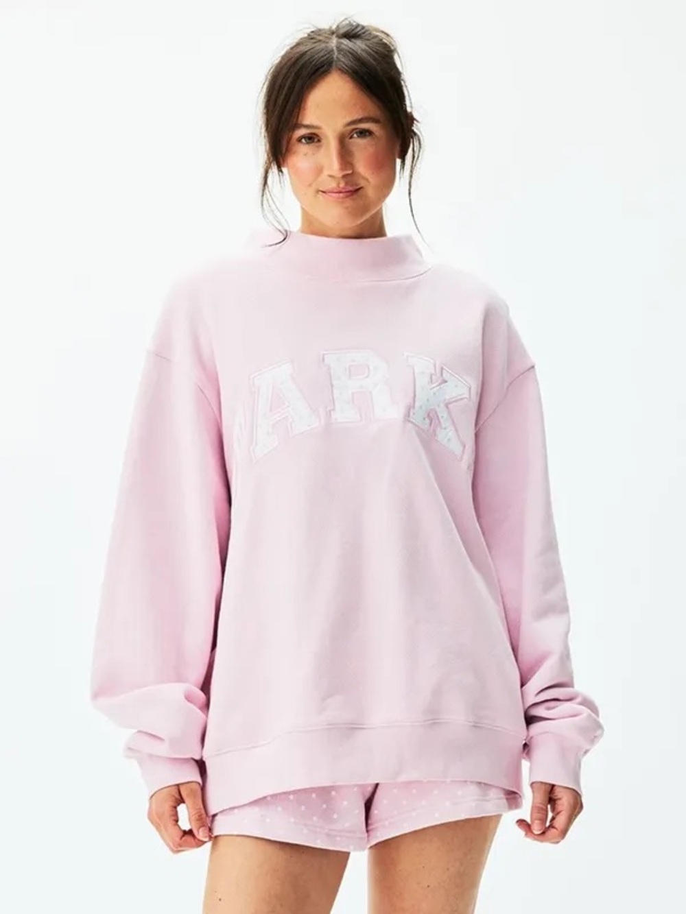 PARKE Pink Sprinkle Polka Dot Mockneck